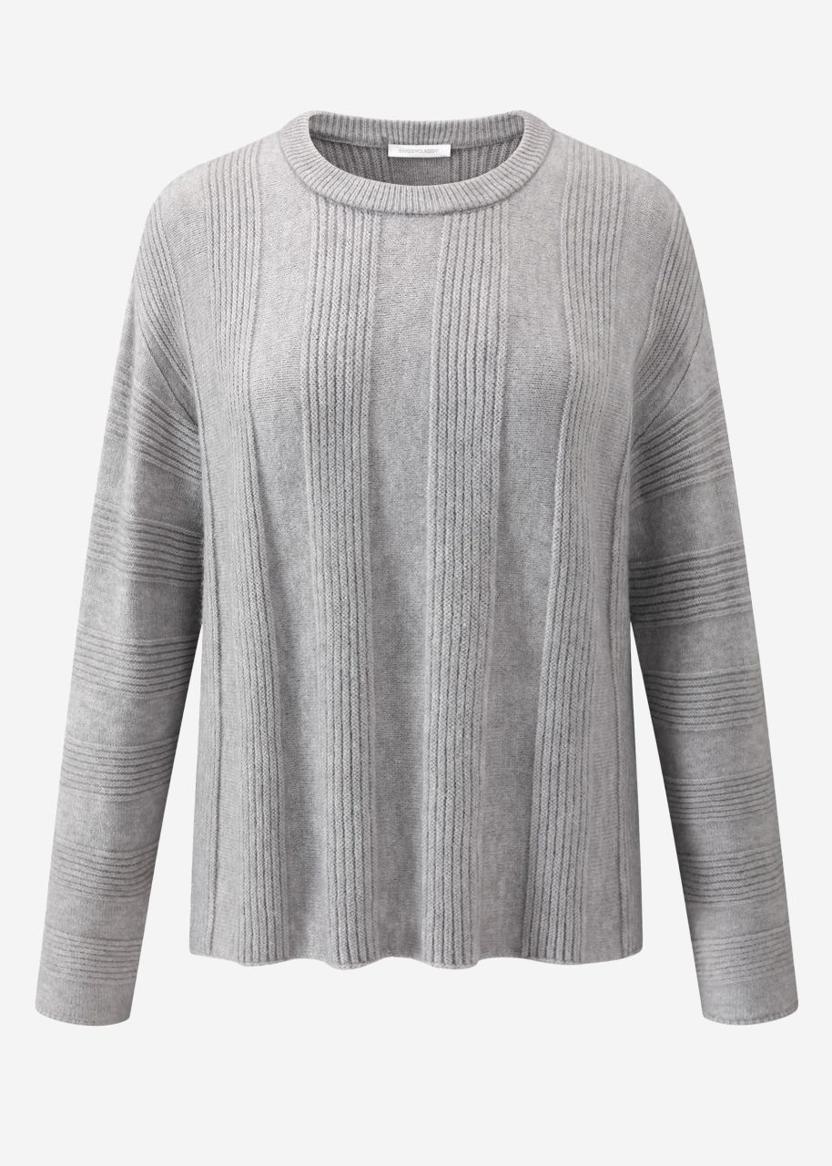 Pullover mit geripptem Streifenmuster - grau