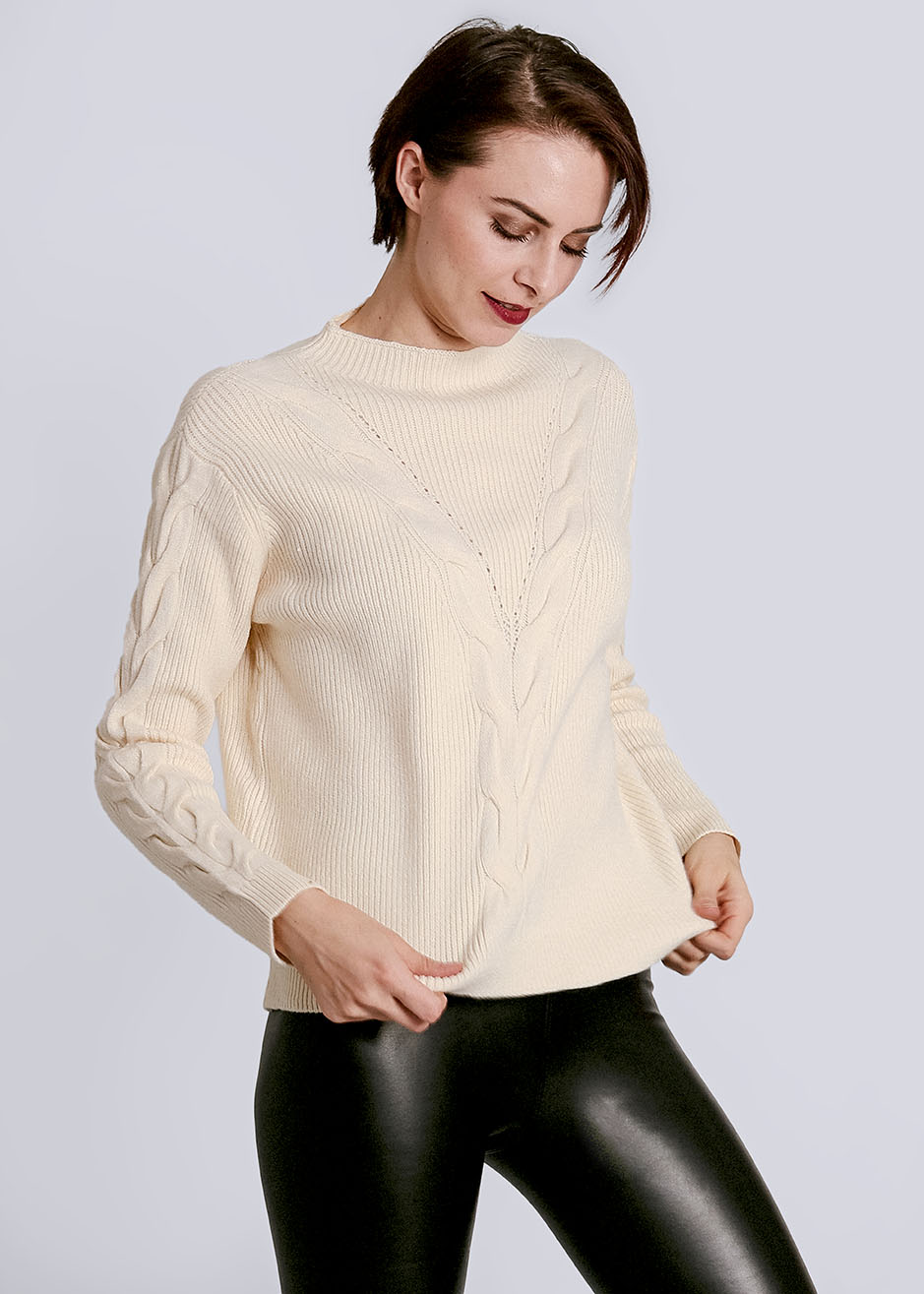 Pullover Mit Zopfmuster Weiss Pullover Und Strick Oberteile Bekleidung Sassyclassy De