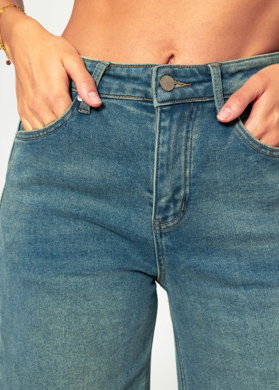 Thermo Jeans mit weitem Bein - blau