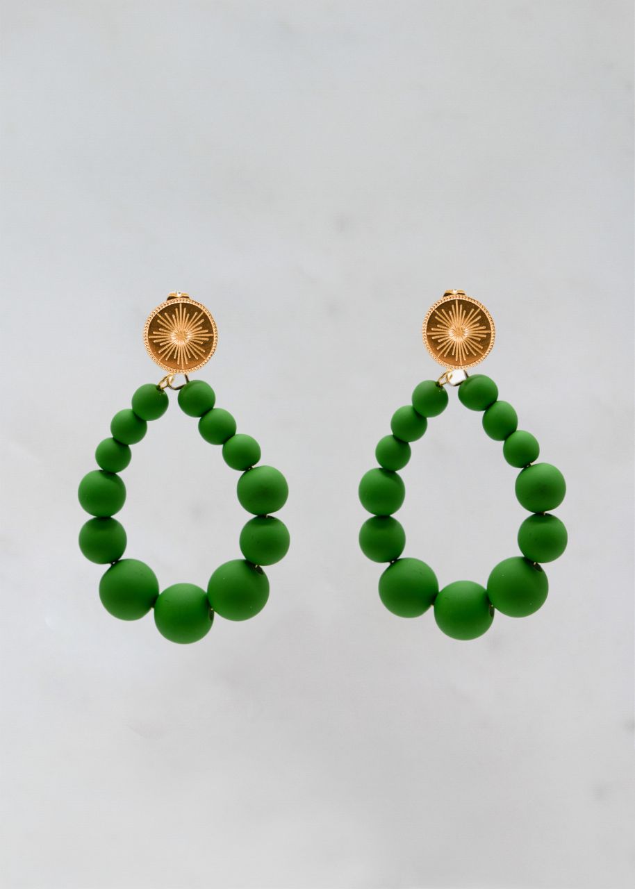 Ohrstecker mit grünen Perlen, gold