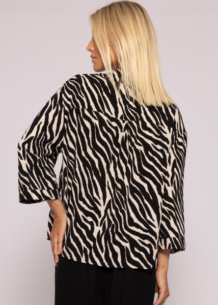 Blusenhemd mit Zebra-Print, schwarz