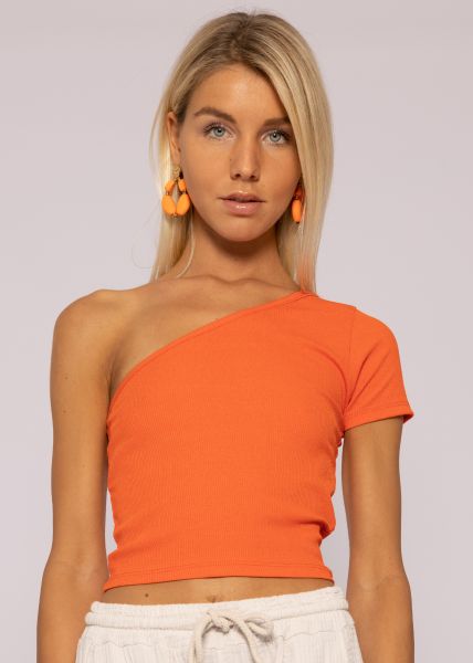 Asymmetrisches Crop-Shirt, orange