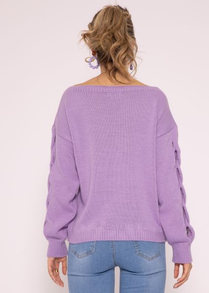 Pullover mit Netz-Muster, lila