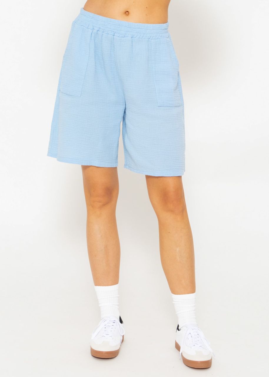 Musselin Bermuda-Shorts, hellblau