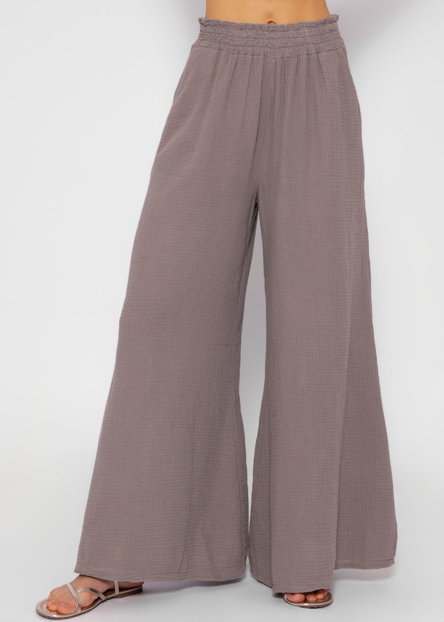 Musselin Pants mit weitem Bein - taupe