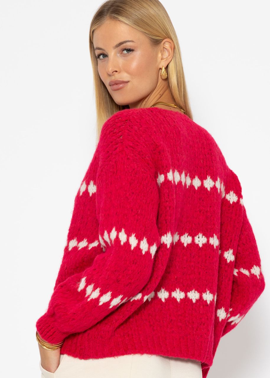 Pullover mit Fantasie-Streifenmuster - pink