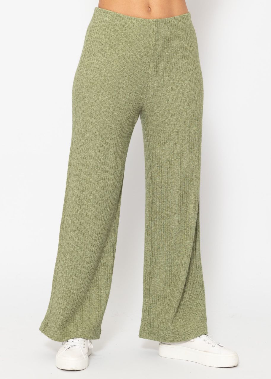 Gerippte Hose mit weitem Bein, khaki