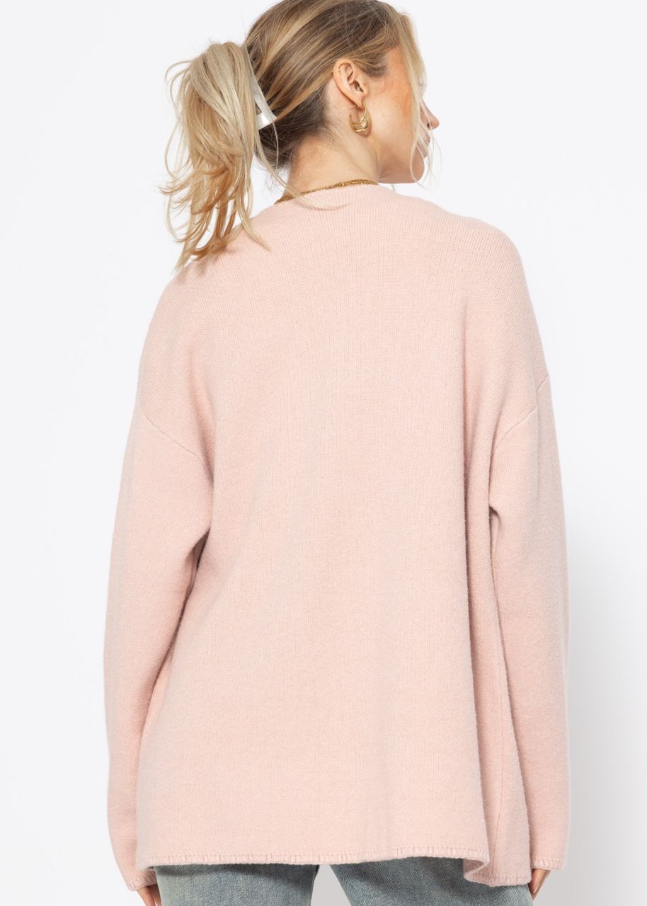 Offener Cardigan mit aufgesetzten Taschen - rosa