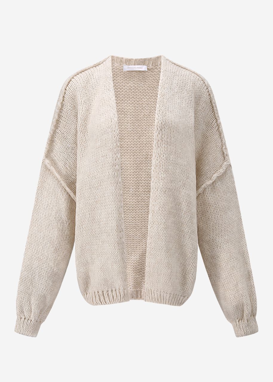 Lässiger Cardigan mit Außennähten - beige