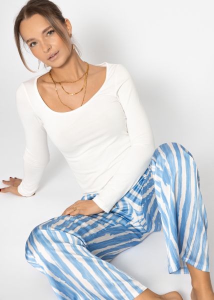 Langarmshirt mit Ausschnitt - offwhite