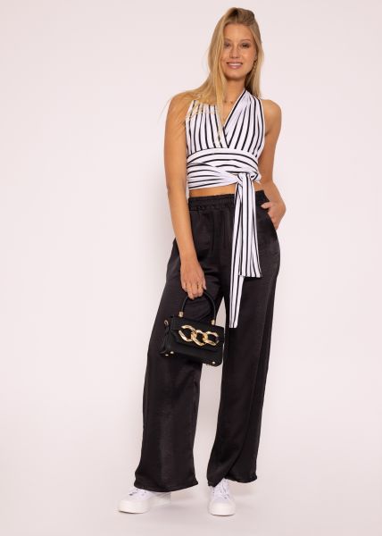 Weite Satinhose, schwarz