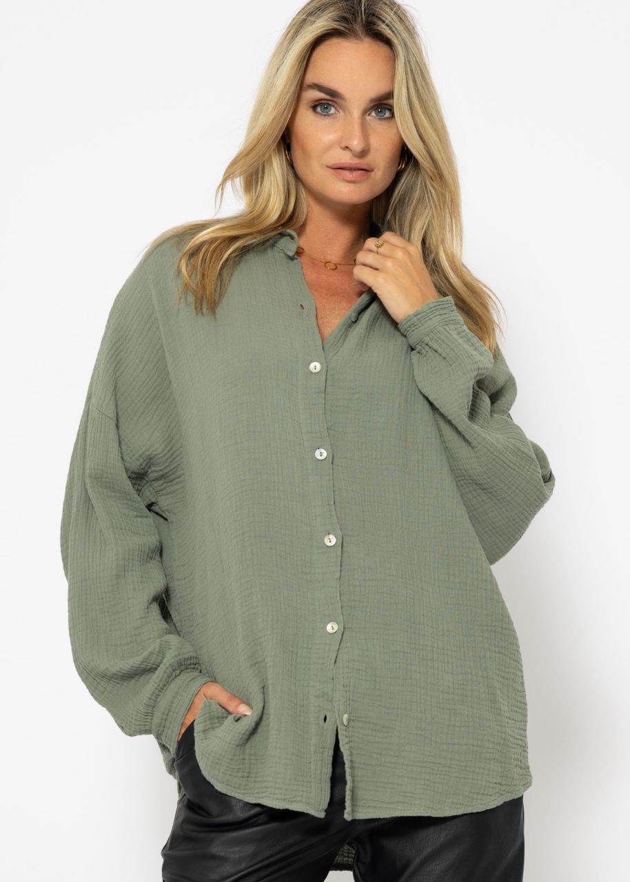 Musselin Bluse im Regular Fit - khaki