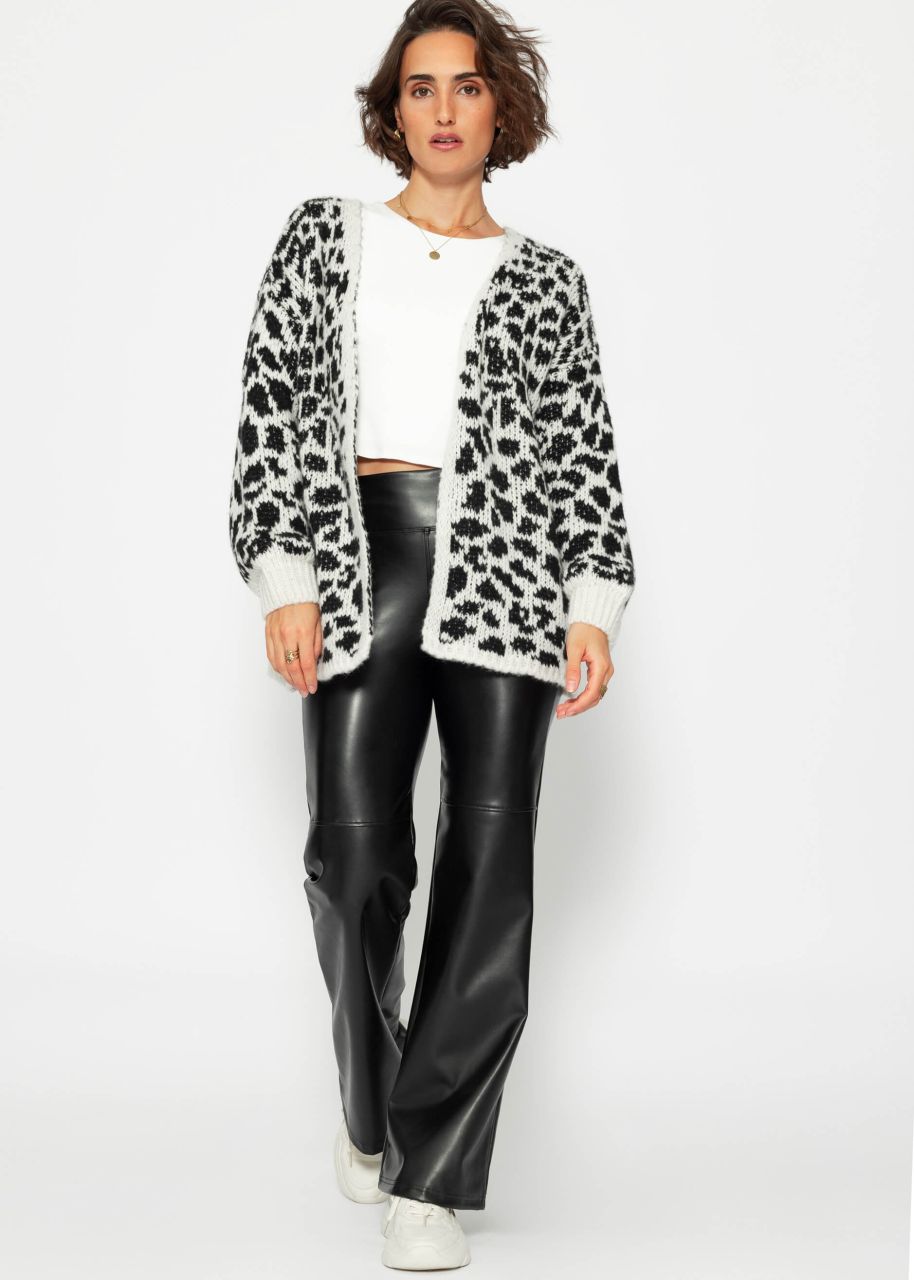 Cardigan mit Leo-Print - schwarz-offwhite