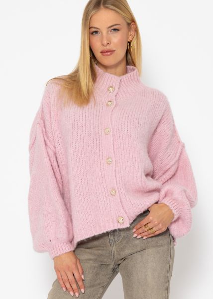 Jessica Haller Kuscheliger Oversize Cardigan mit Knöpfen - rosa