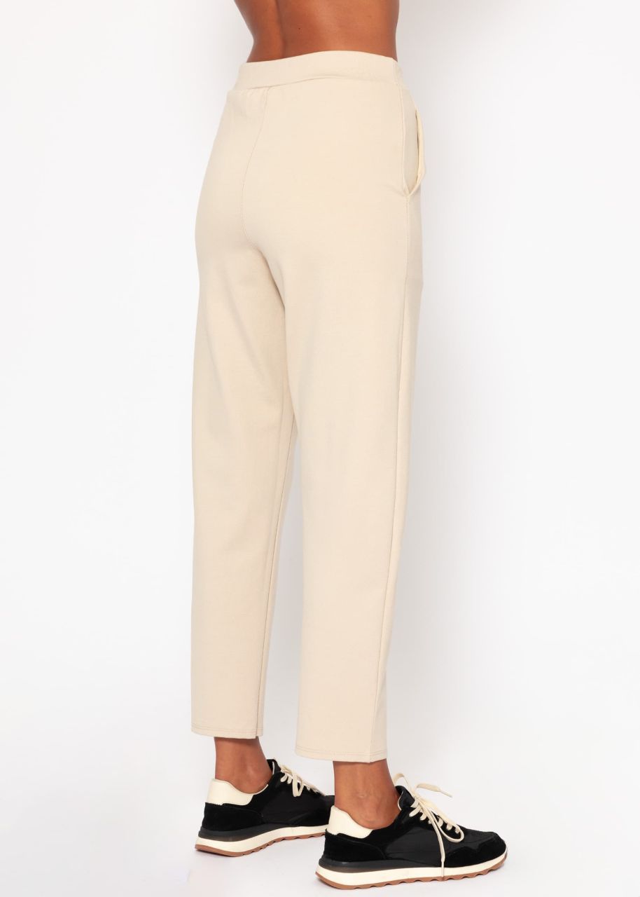 Jersey Chinos mit Ziernaht - beige