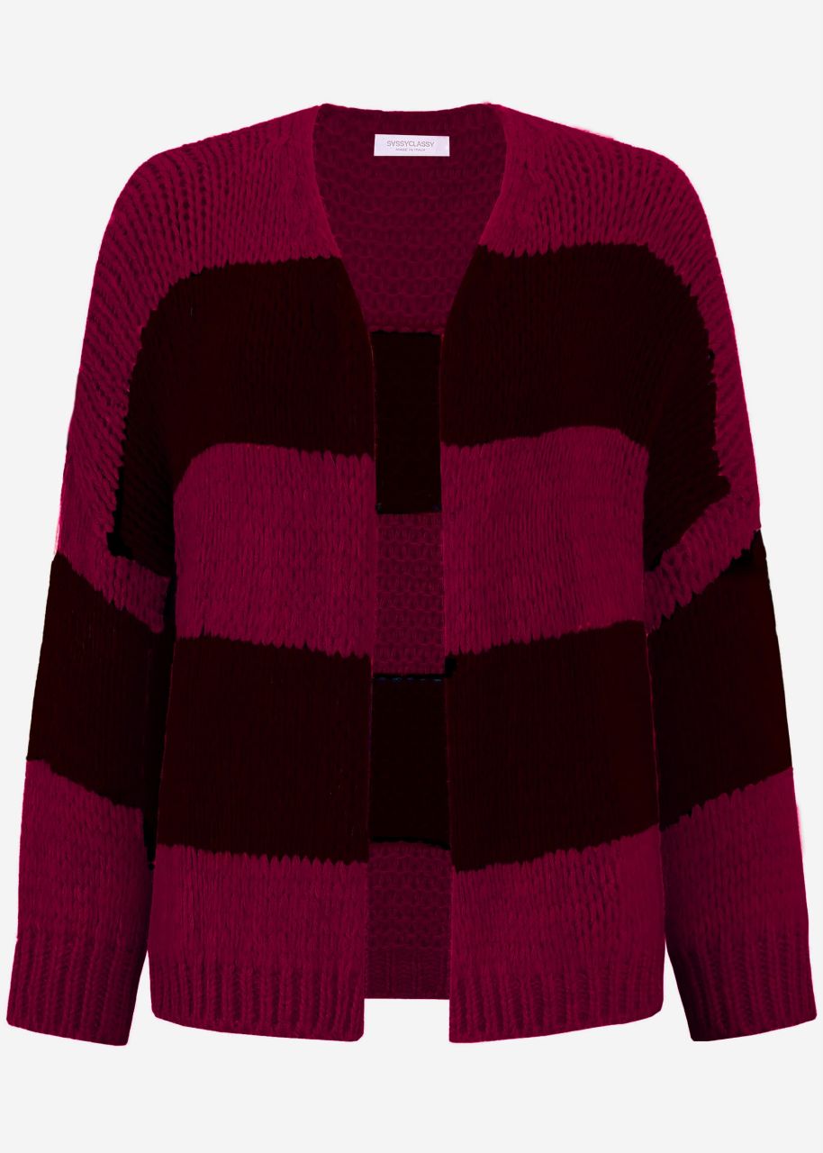 Gestreifter oversize Cardigan - burgundy-schwarz