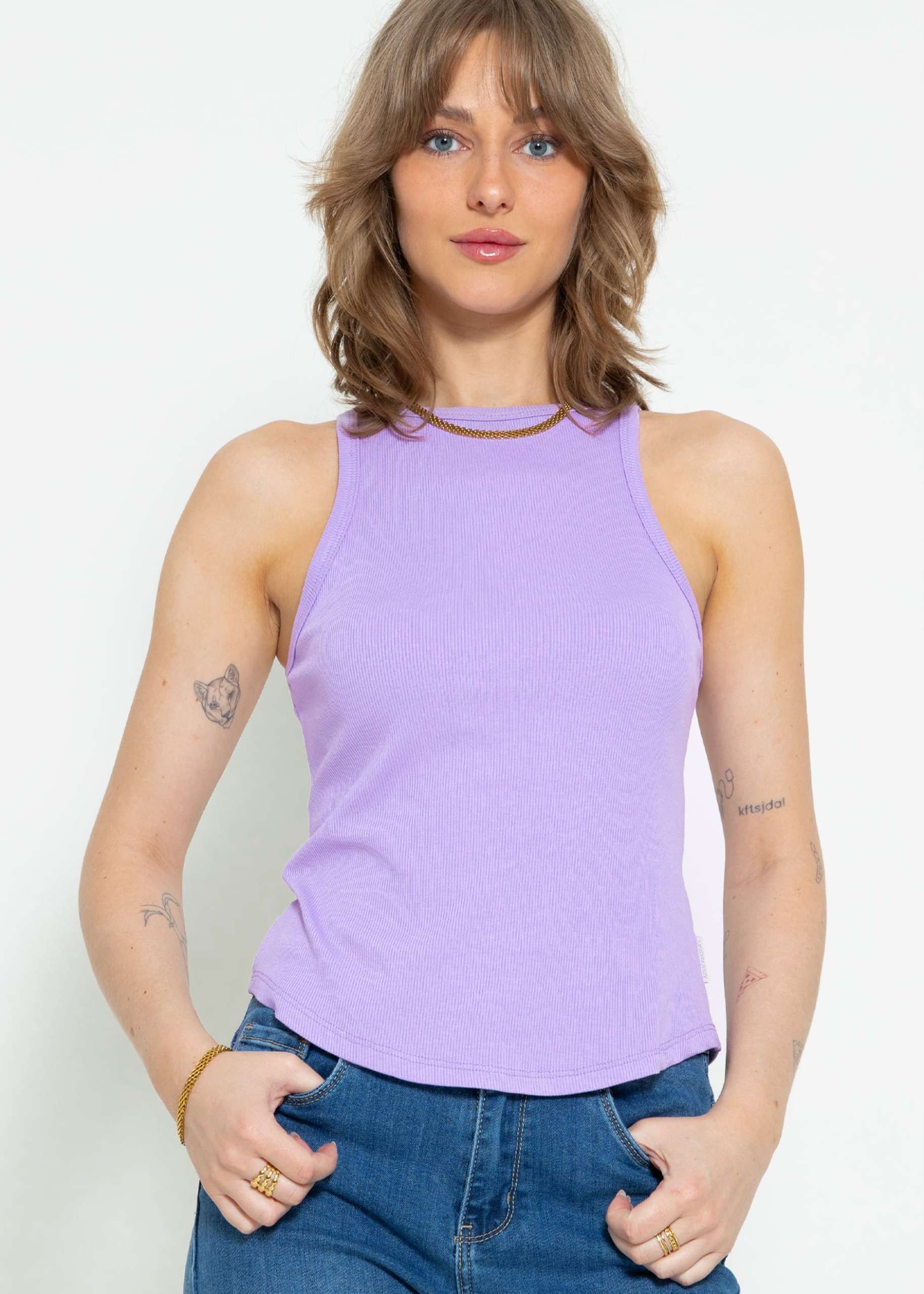 Geripptes Tank Top - flieder