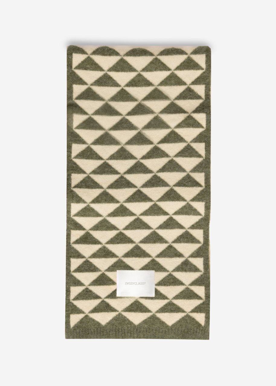 Schal mit geometrischem Print - khaki-offwhite