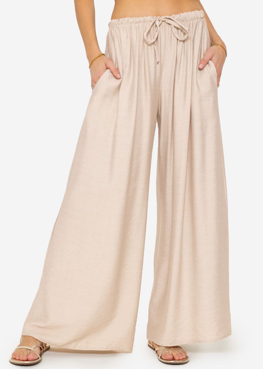 Lässige Schlupfhose mit weitem Bein, beige