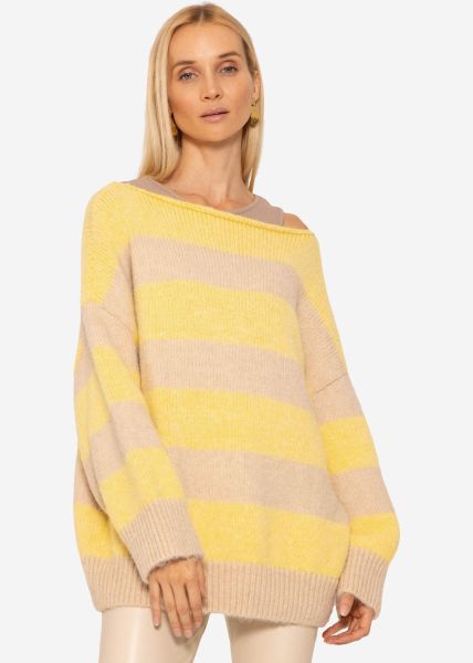 Pullover mit Blockstreifen - gelb-beige