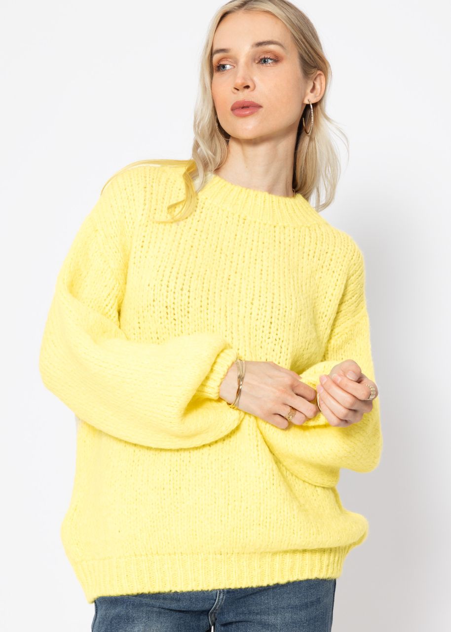 Oversize Pullover mit Rundhals-Ausschnitt - vanillegelb