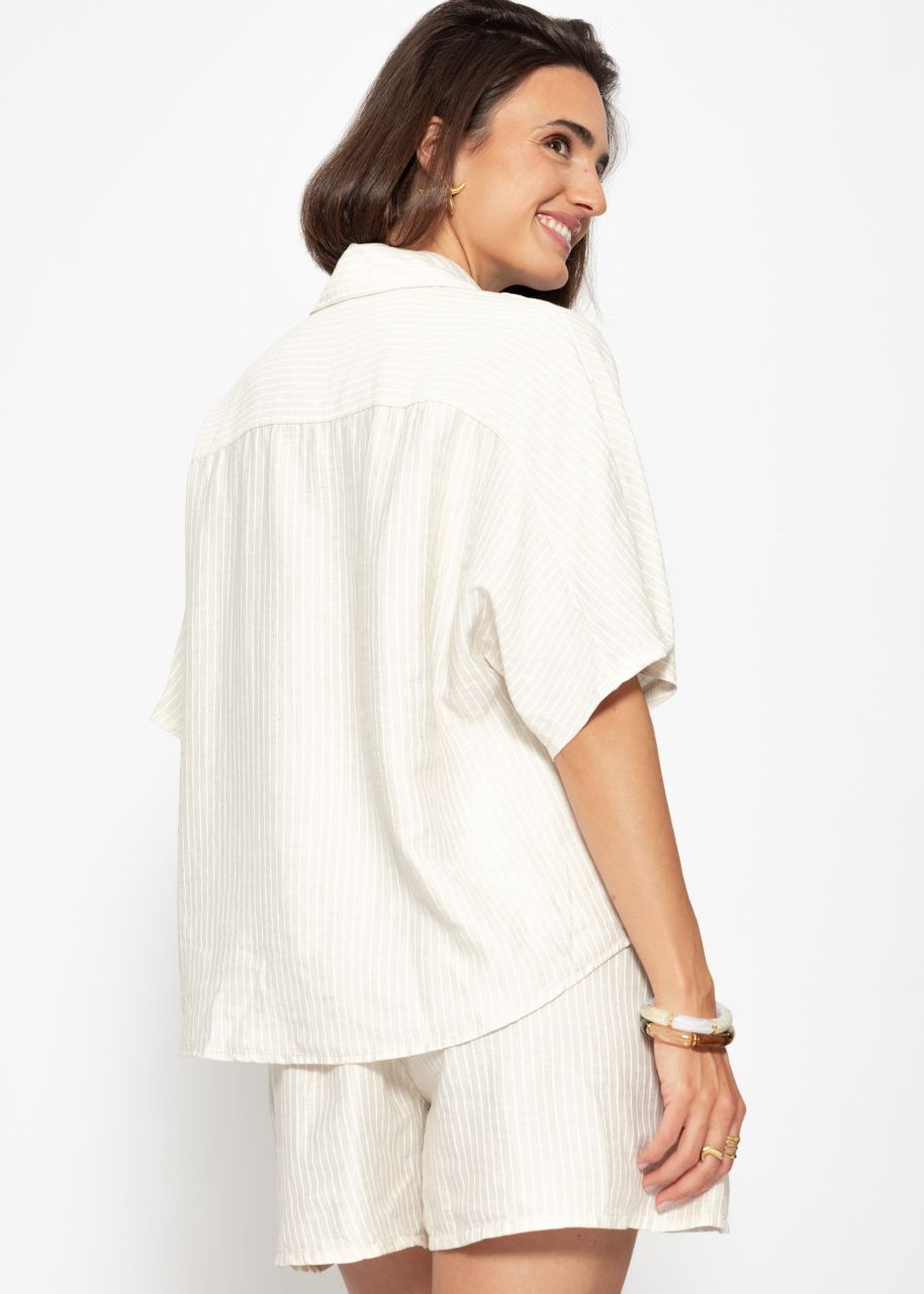 Gestreifte Bluse - hellbeige