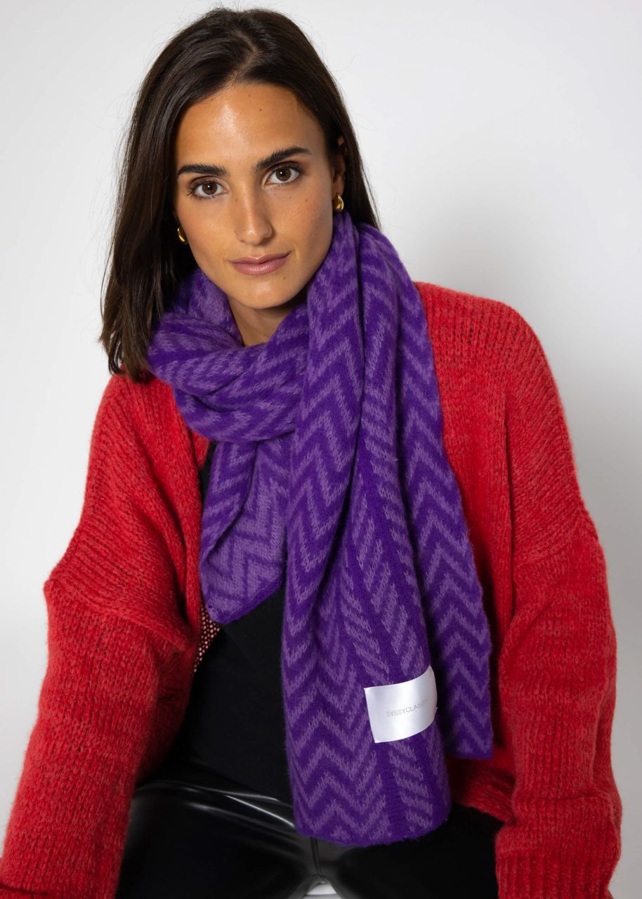 Gemusterter Strickschal - lila-violett