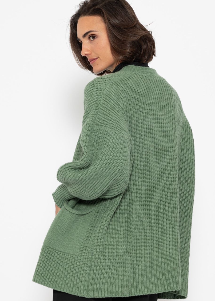 Soft Strick Cardigan mit Taschen - grün