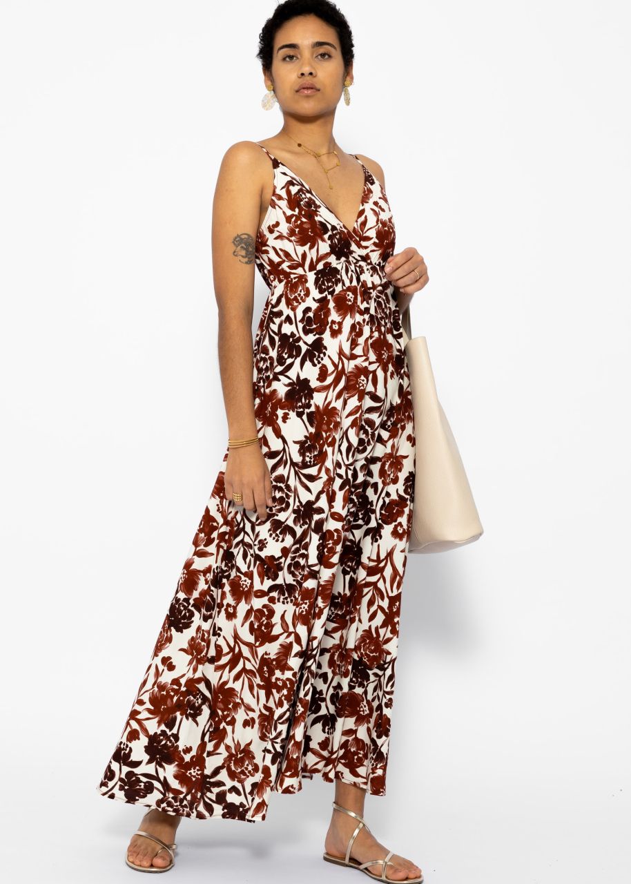 Maxi Kleid mit Blumen-Print - offwhite