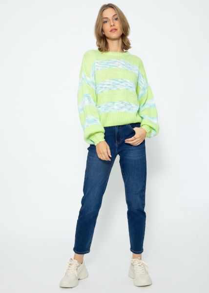 Pullover mit mulitcolor Streifen - hellgrün-hellblau