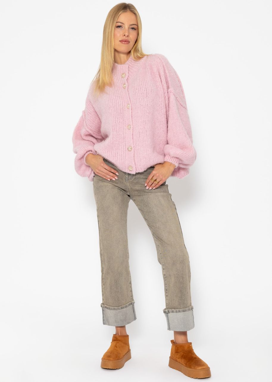 Jessica Haller Kuscheliger Oversize Cardigan mit Knöpfen - rosa