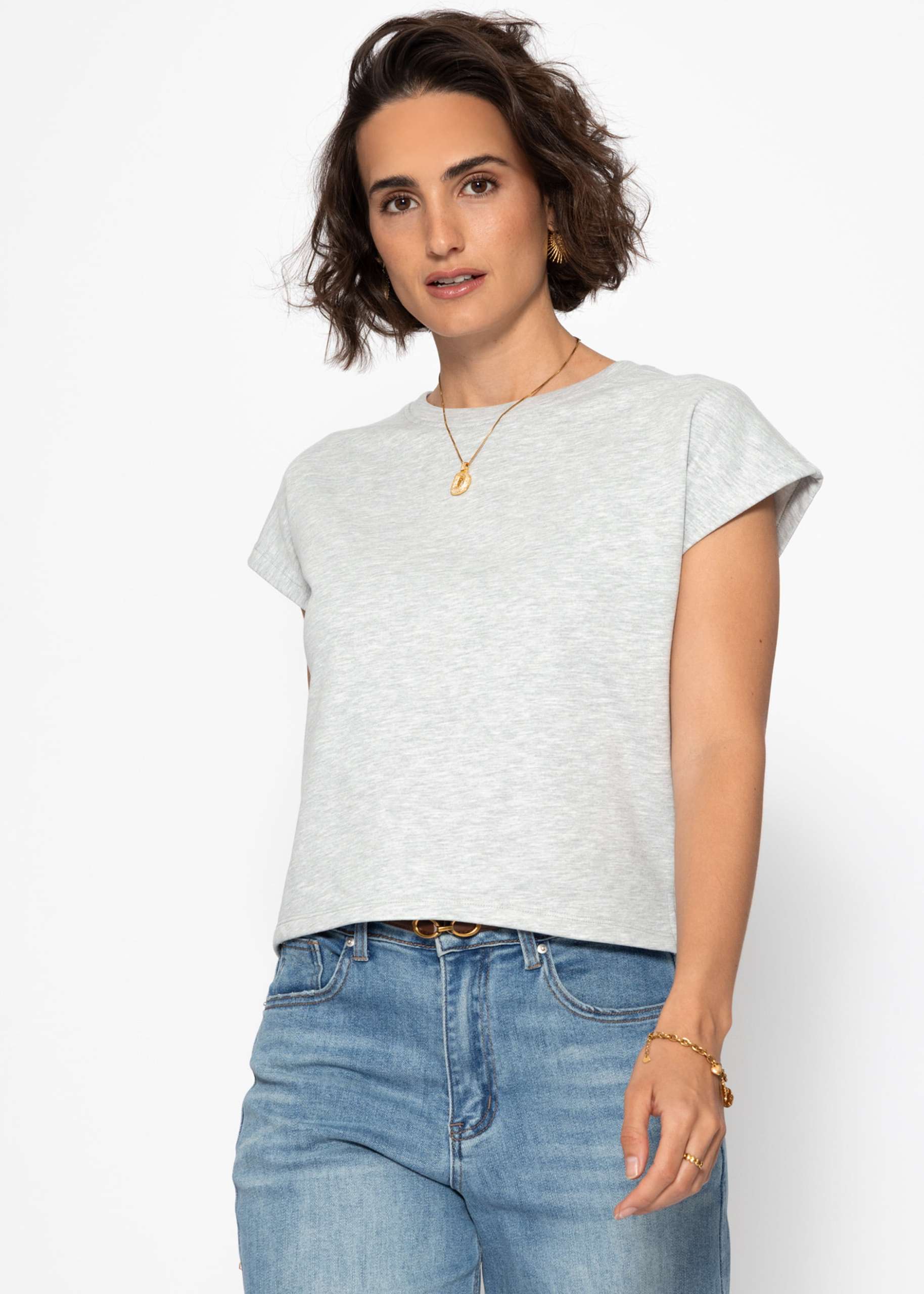 Sweatshirt mit Rückendetail - hellgrau