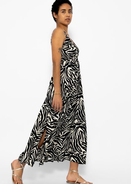 Maxi Kleid mit Zebra-Print - schwarz-weiß