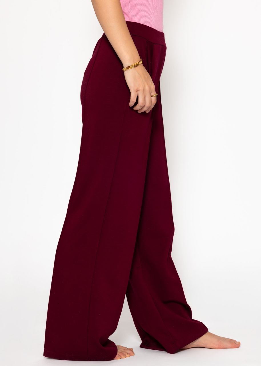 Softe weite Jogginghose mit Biese - burgundy