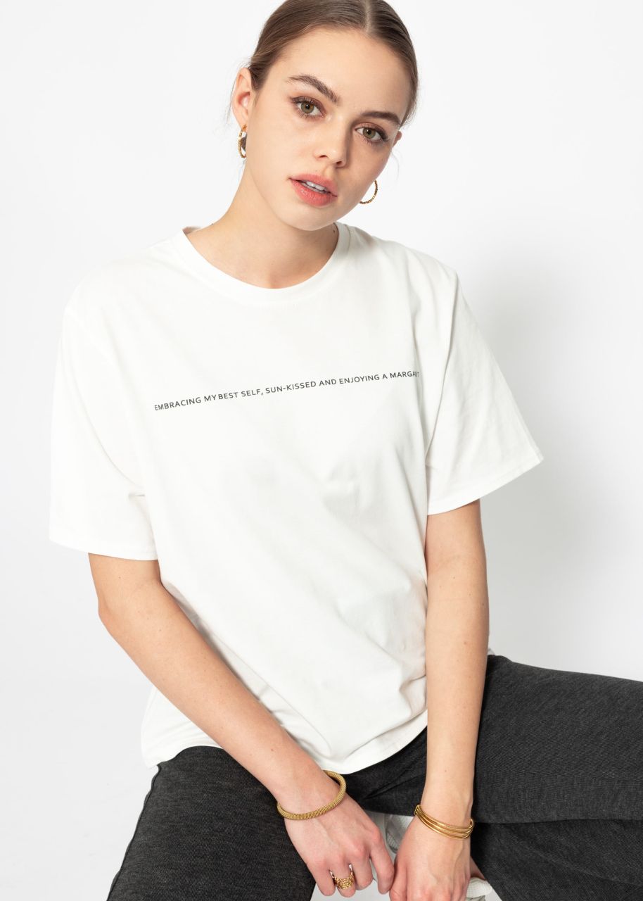 Oversize T-Shirt mit Print - offwhite