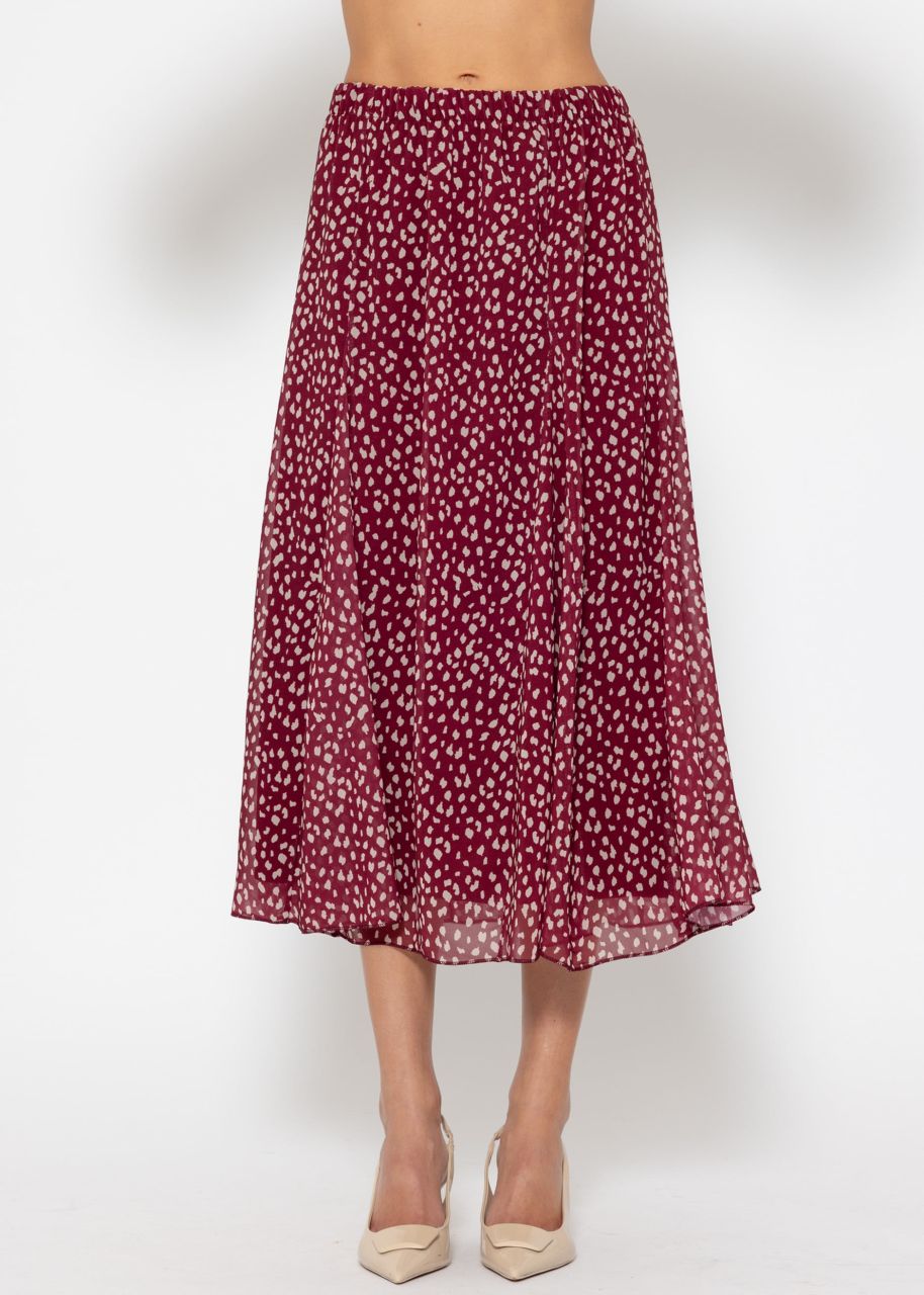 Langer Chiffon Rock mit Print - burgundy