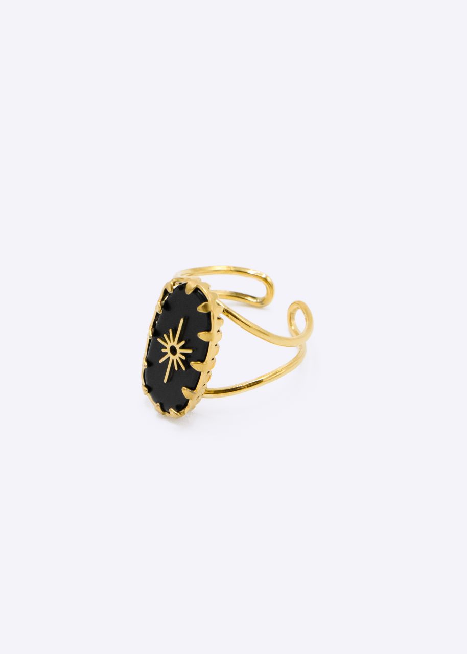Ring mit schwarzem Jaspis-Stein, gold