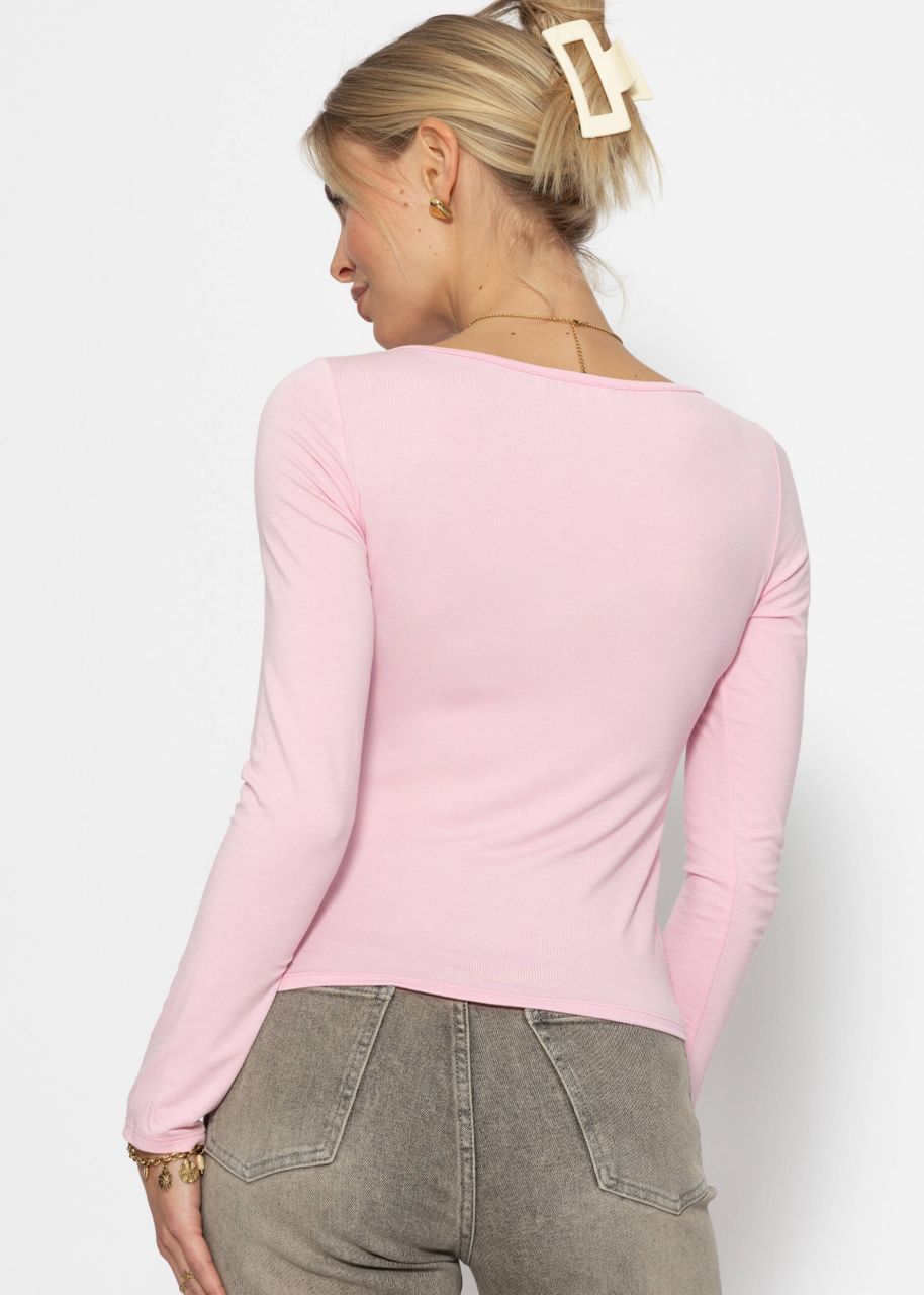 Langarmshirt mit Ausschnitt - rosa