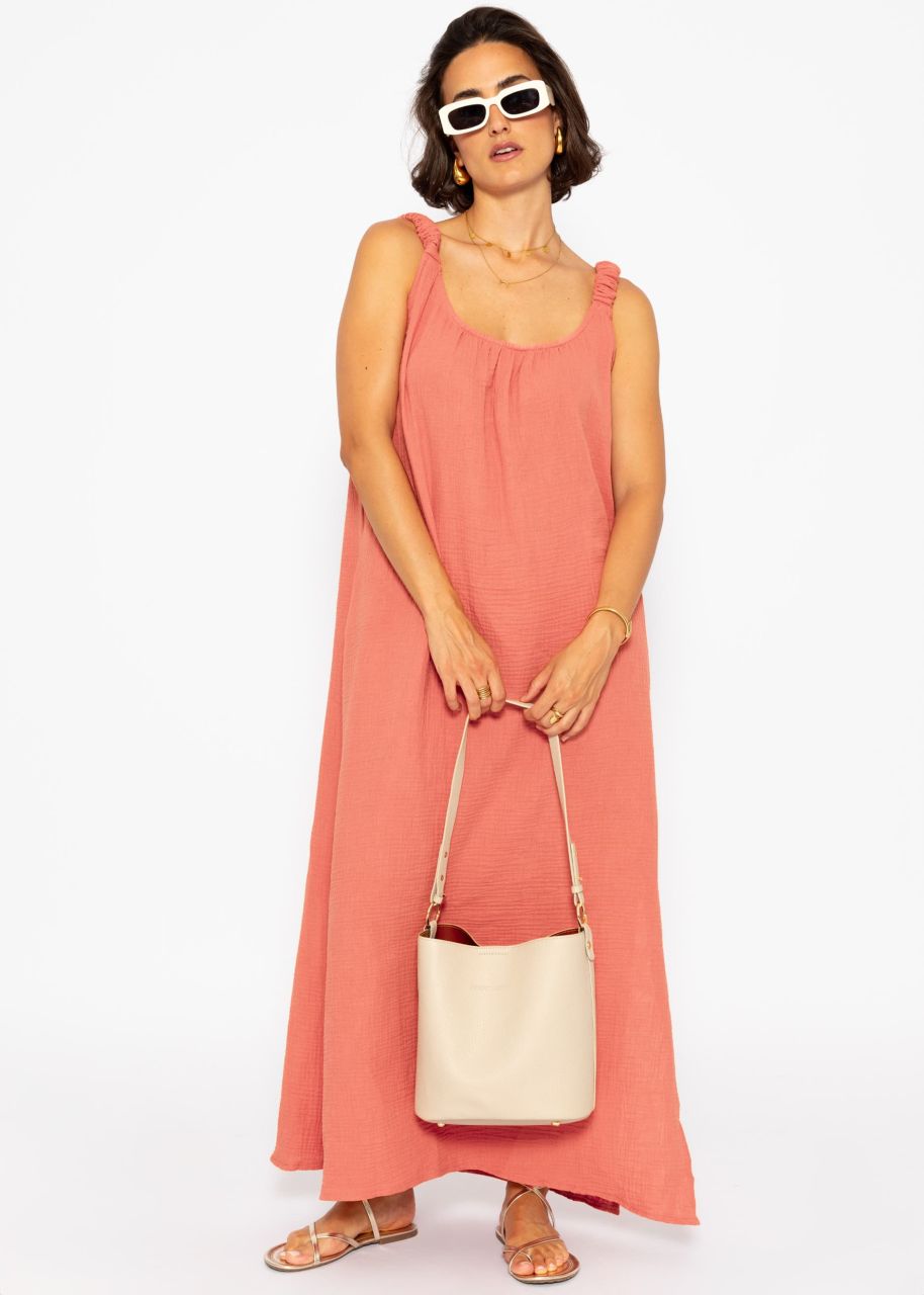 Maxi Musselin Kleid mit Taschen - hummer