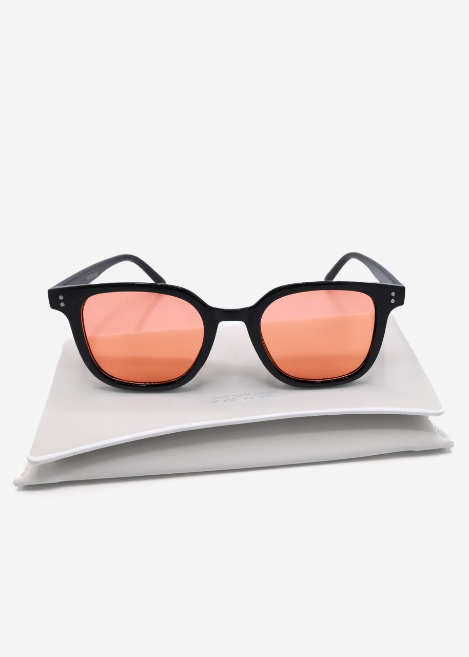 Schwarze Sonnenbrille mit orange getönten Gläsern - schwarz