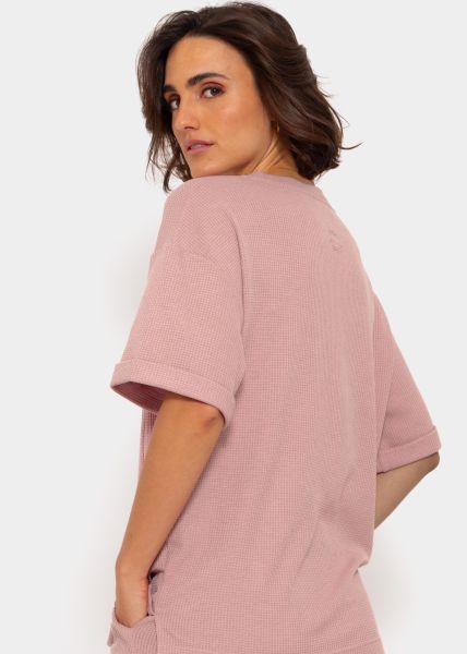 Shirt in Waffelpiqué - rosa