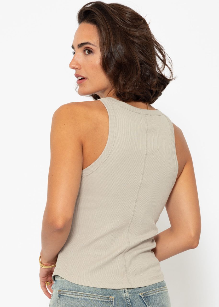 Tank Top mit Stickerei - beige