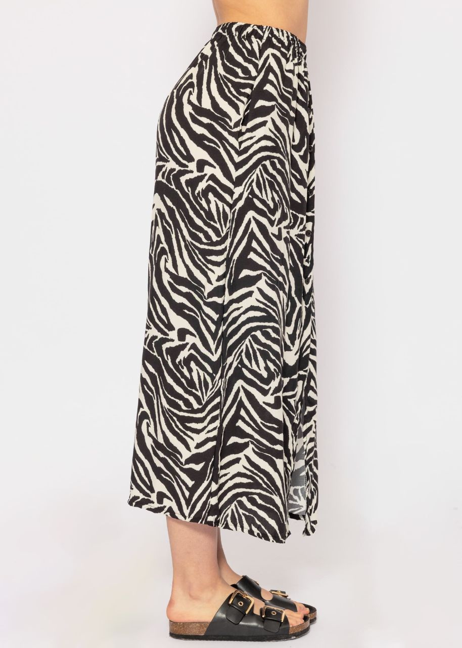 Langer Rock mit Zebra-Print - schwarz-offwhite