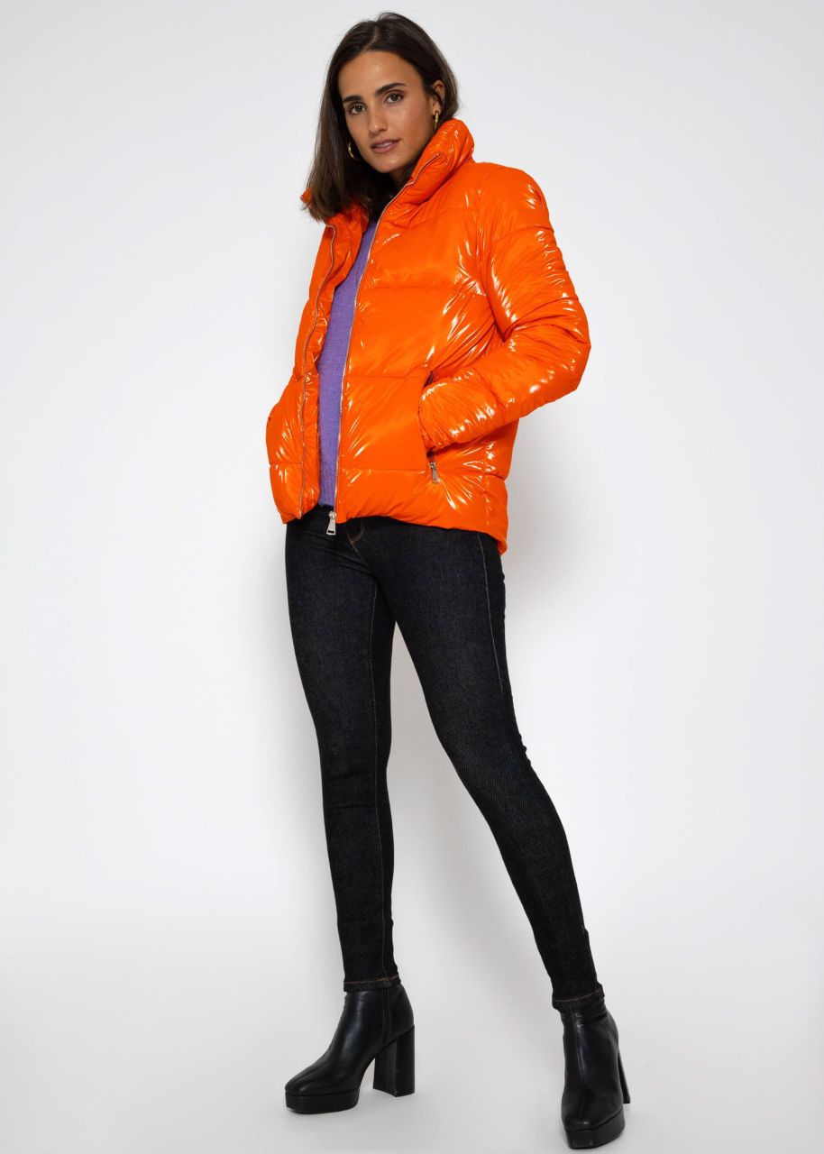 Pufferjacke mit Stehkragen - orange