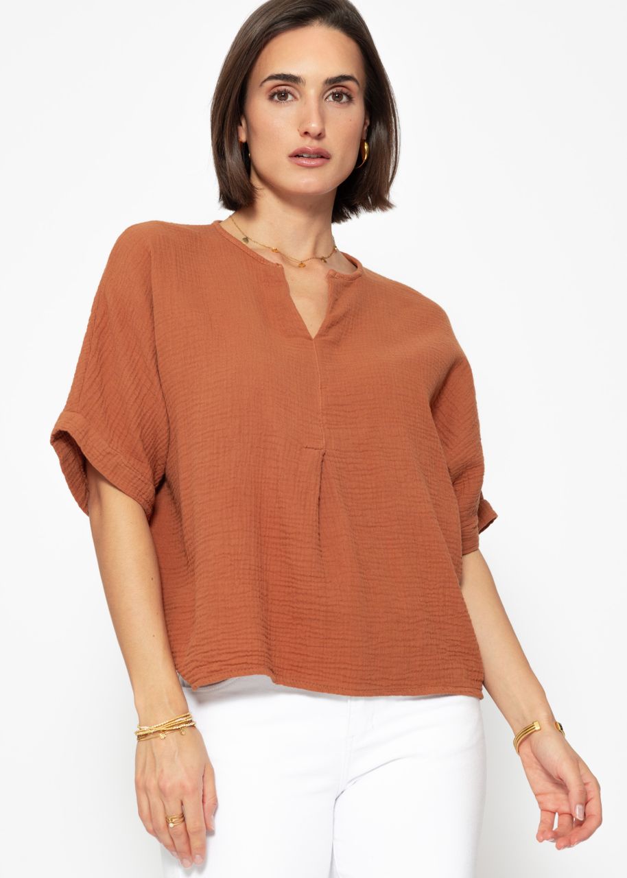 Oversize Musselin Shirt - cognac