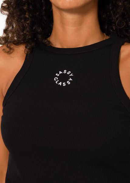 Tank Top mit Stickerei - schwarz