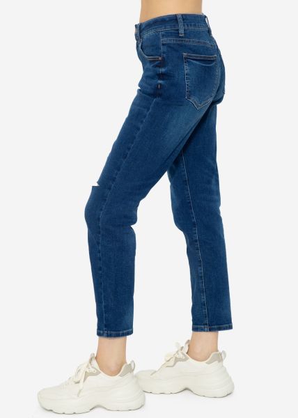 Relax Fit Jeans mit Schlitz - dunkelblau