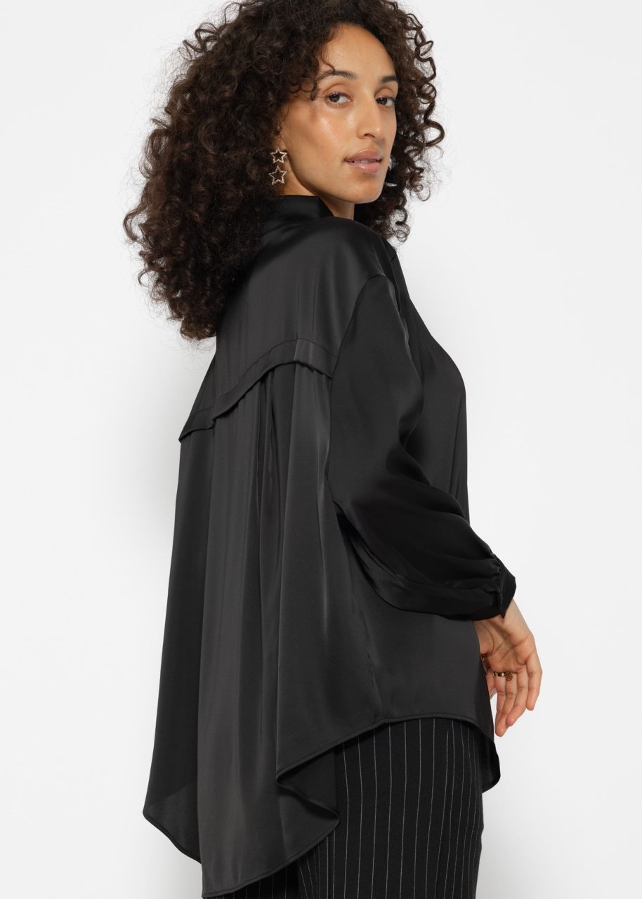 Oversize Satin Bluse - schwarz