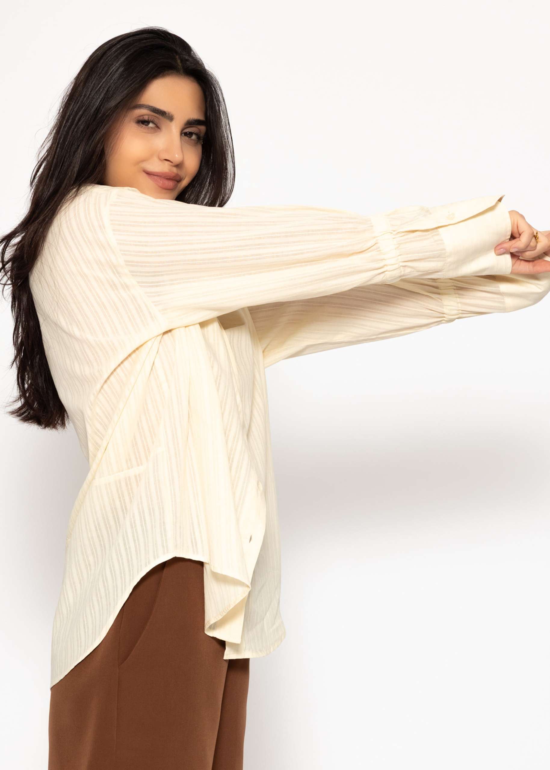 Bluse mit Ärmeldetails - buttergelb
