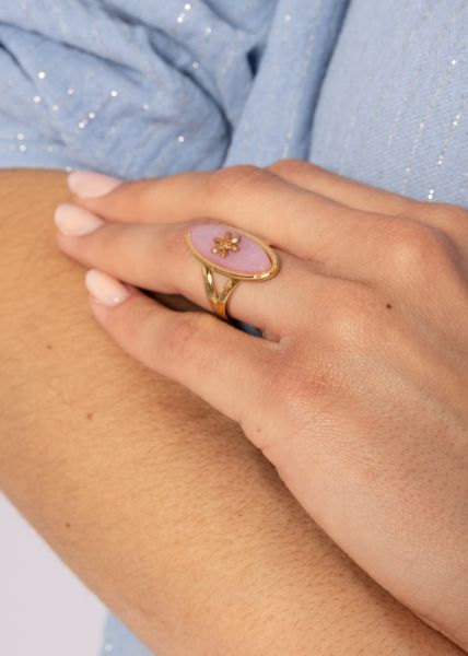 Ring mit Quartz Rose Stein, gold